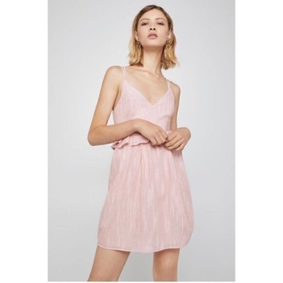 BCBGeneration Dress 8 NWT Double Strap Ruffle Rose Cocktail Wedding Guest Party - Picture 1 of 14